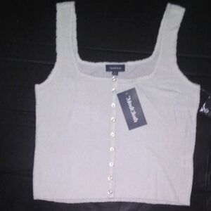 MODCLOTH NWT L Ivory Super Soft Fuzzy Cropped Tank